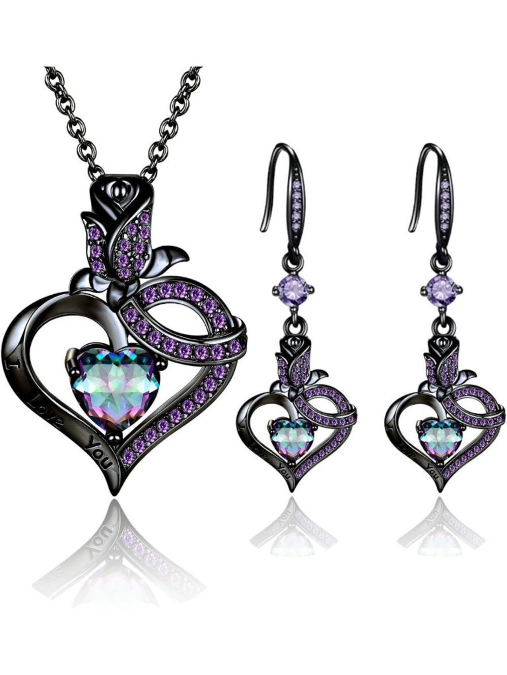 Stunning Opal Amethyst Mystic Topaz Pendant Necklace - 18K Gold Plated Jewelry